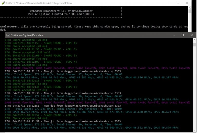 Получите до 50 MHS на ETH с GTX 1080 Ti и OhGodAnETHlargementPill