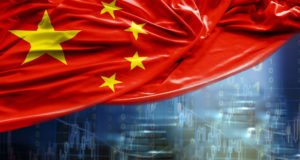 китайский флаг, блокчейн