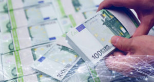 банкноты, евро, блокчейн