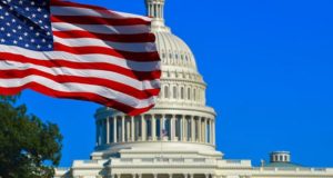 здание Конгресса США, флаг США