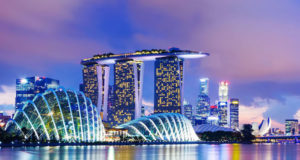 Сингапур, город, море, ночь