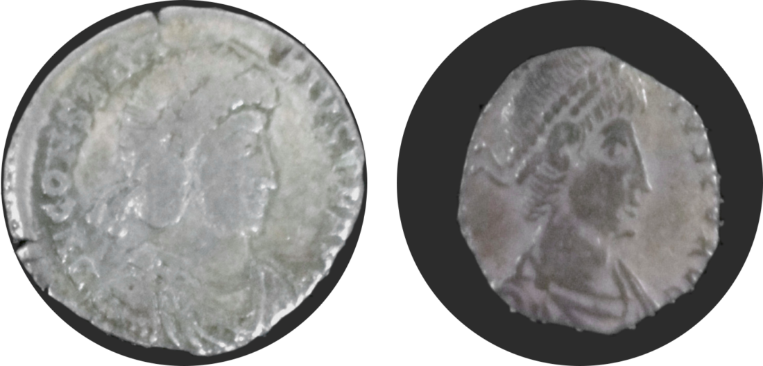 две серебряные монеты с изображением императоров