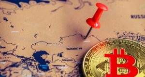 Казахстан, карта, биткоин, монета