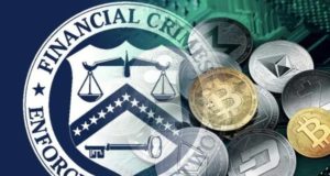 Логотип FinCEN, криптовалюта