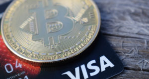 Visa, биткоин, карта, монета