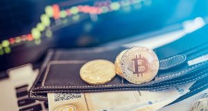 Кошелек, биткоин, деньги, ноутбук, платежи