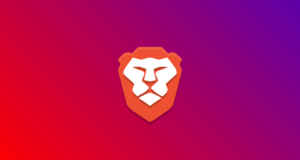 логотип браузера Brave лев на разноцветом фоне