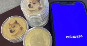 Coinbase, Dogecoin, монеты, смартфон