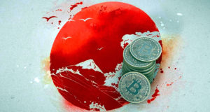 Флаг Японии, биткоин, монеты