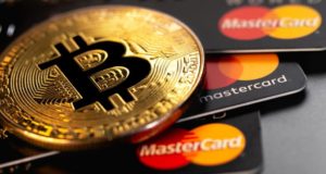 Биткоин, монета, MasterCard, карты