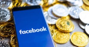 Смартфон, биткоины, монеты, Facebook