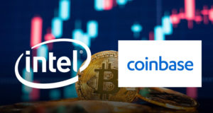 Логотип Intel, Coinbase, биткоин, график