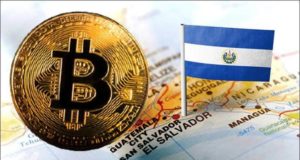 Биткоин, флаг Сальвадора, карта Сальвадора