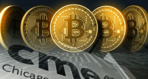 Логотип CME, биткоин, монеты