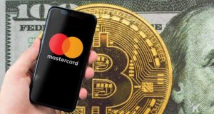 Смартфон, Mastercard, биткоин, доллар