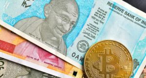 Биткоин, монета, деньги, банкноты, Индия