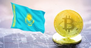 Флаг Казахстана, биткоин, монета